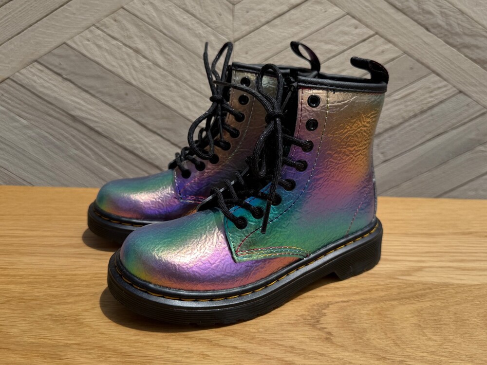 Dr Martens Junior 1460 Rainbow Crinkle Leather Lace Up Boots toddler Size 12